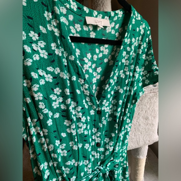 LOFT green floral midi dress - Picture 2 of 7